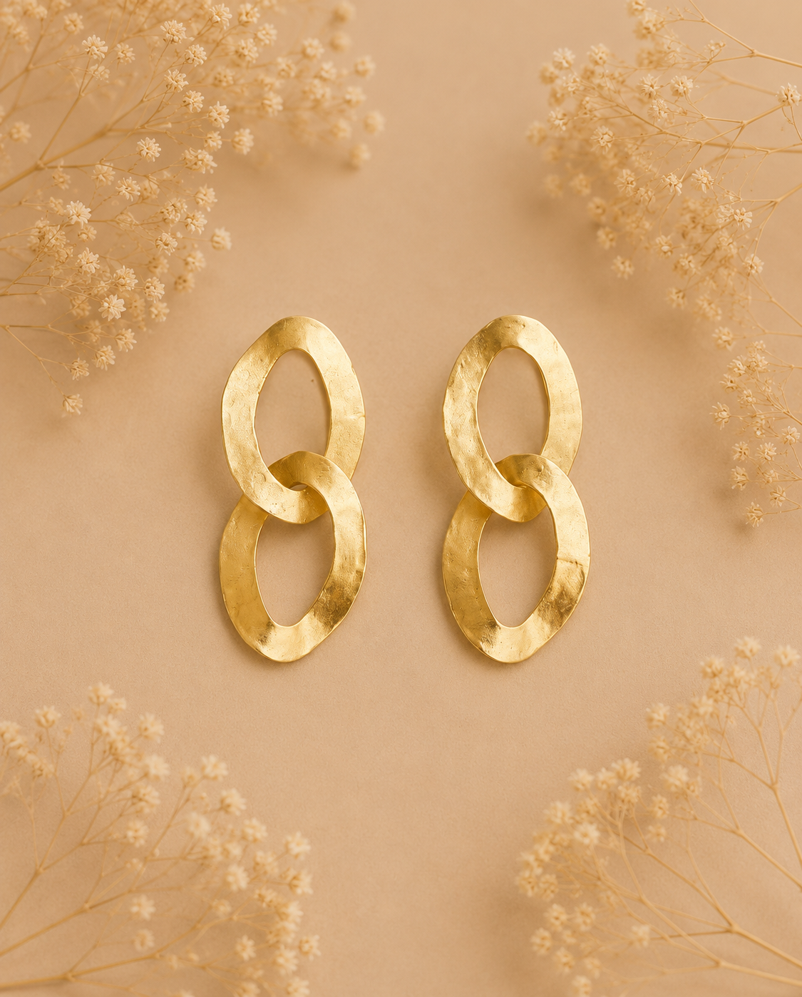 Pendientes dos eslabones. Dorado.