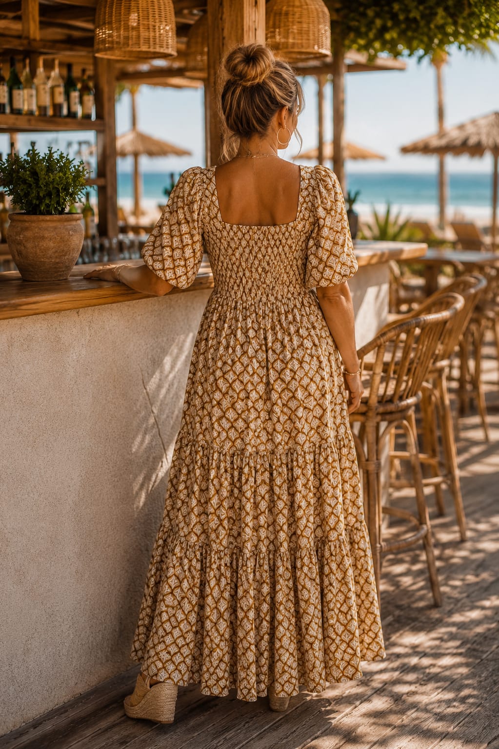 Vestido Jaipur. Crema y Camel.
