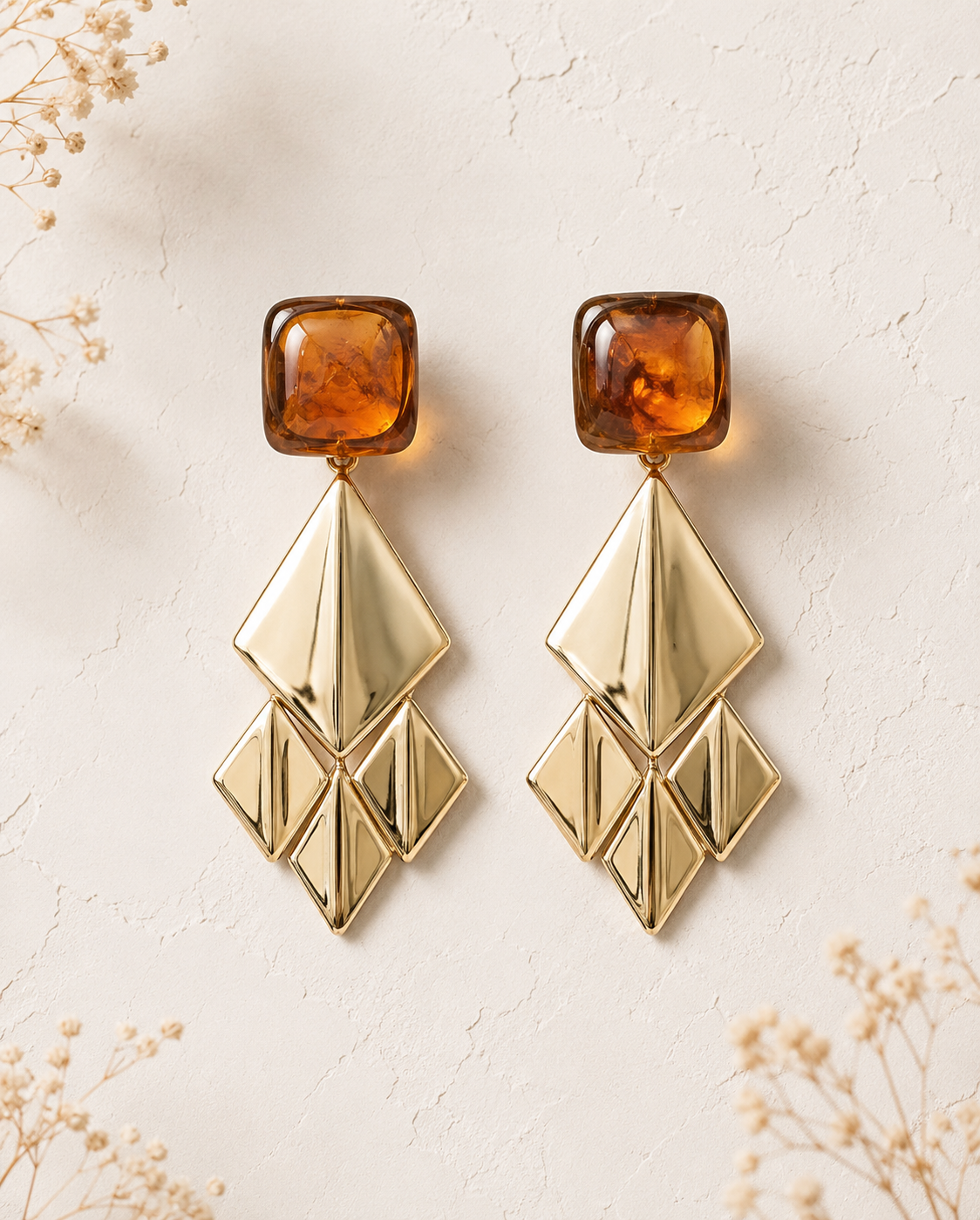 Pendientes Samarcanda. Ámbar, Carey y Dorado.