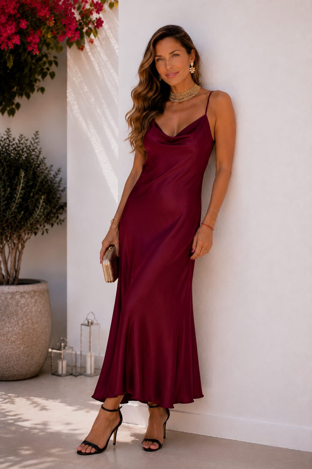 Vestido Gala. Burdeos.