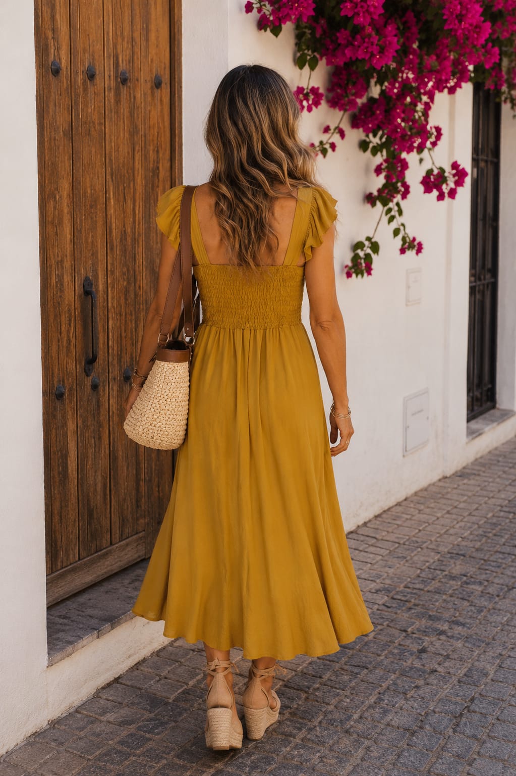 Vestido Helena. Mostaza.