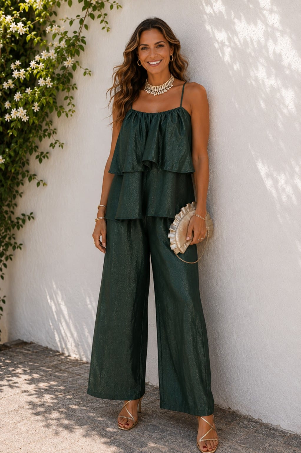 Conjunto Bianca. Verde Botella Satinado.