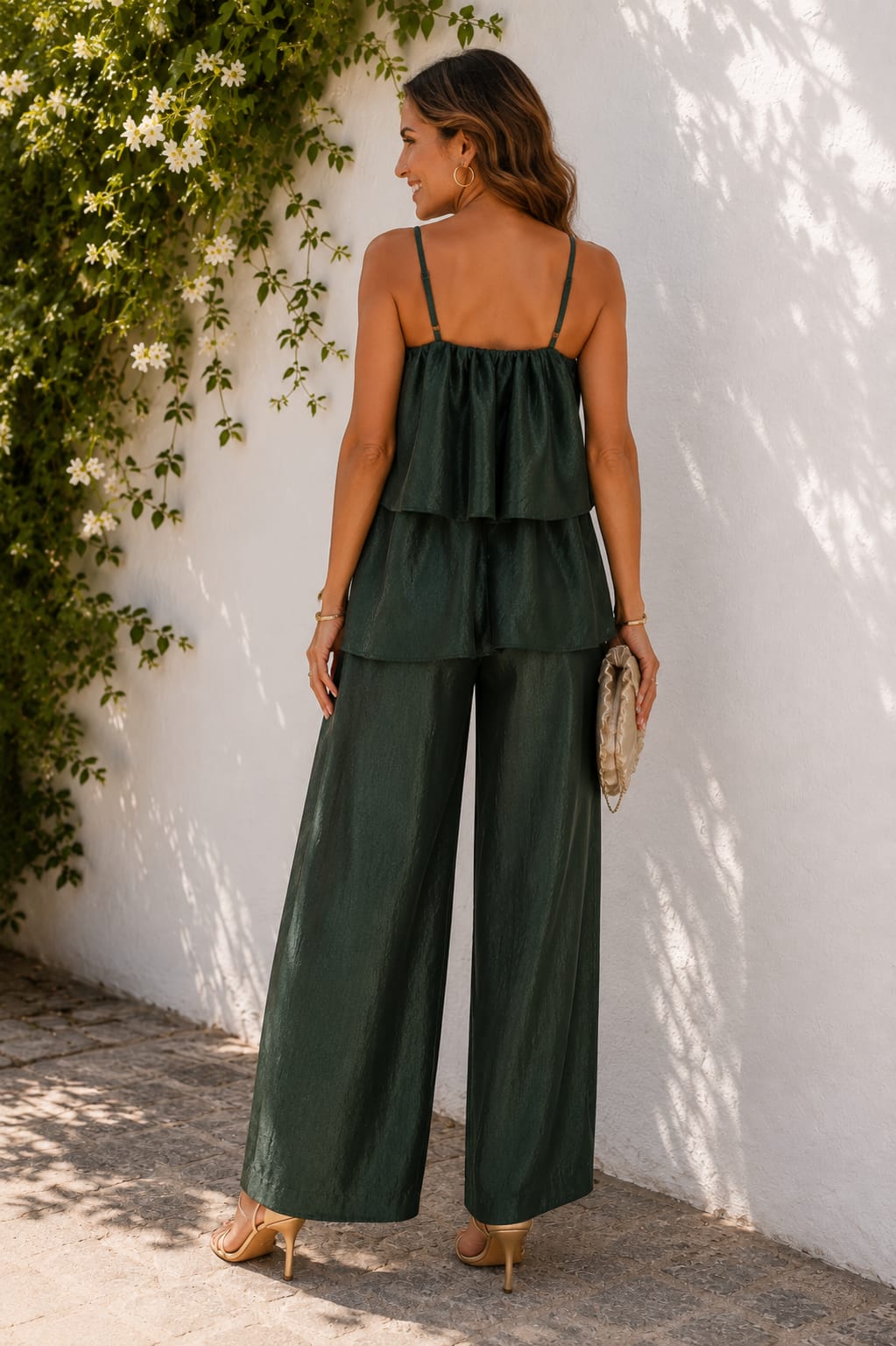 Conjunto Bianca. Verde Botella Satinado.
