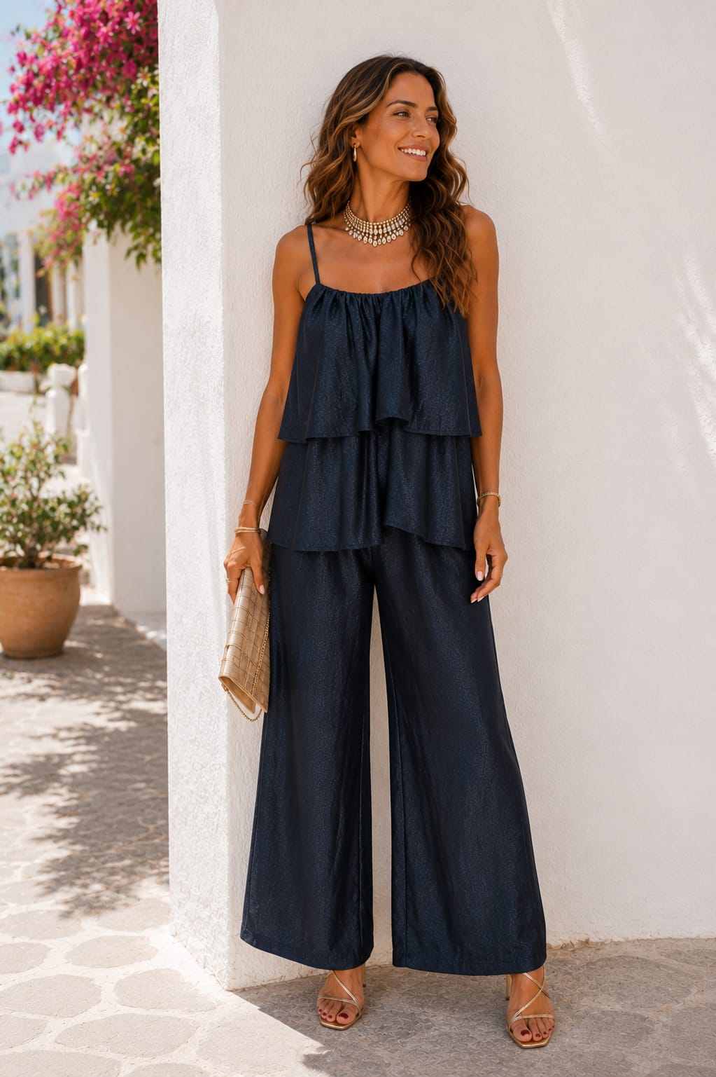 Conjunto Bianca. Azul Marino. Satinado.