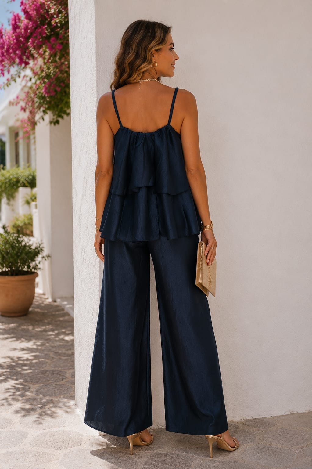 Conjunto Bianca. Azul Marino. Satinado.