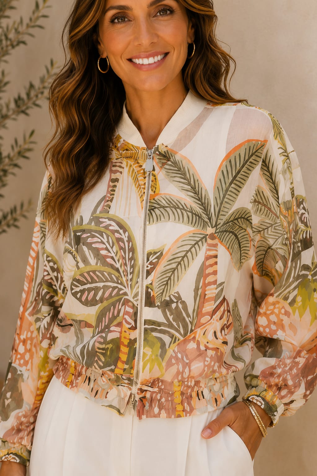 Bomber Leire. Beige, Verde Oliva, Mostaza, Coral y Marrón.