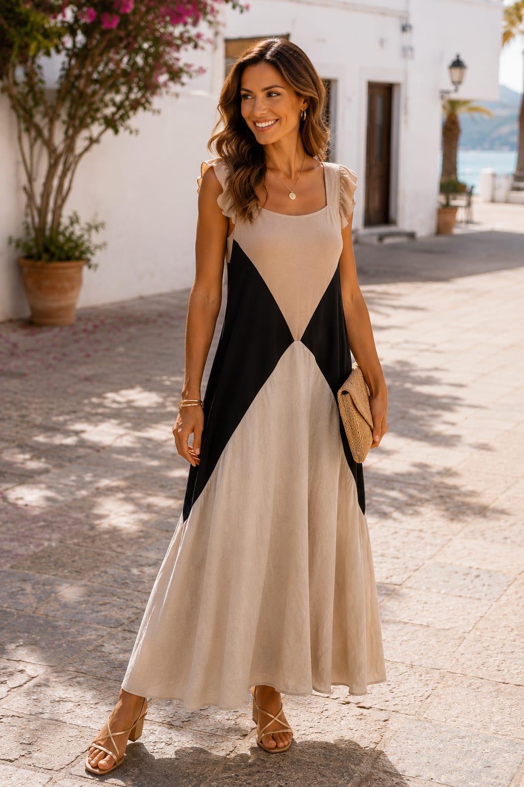 Vestido Abril. Negro y Marfil.