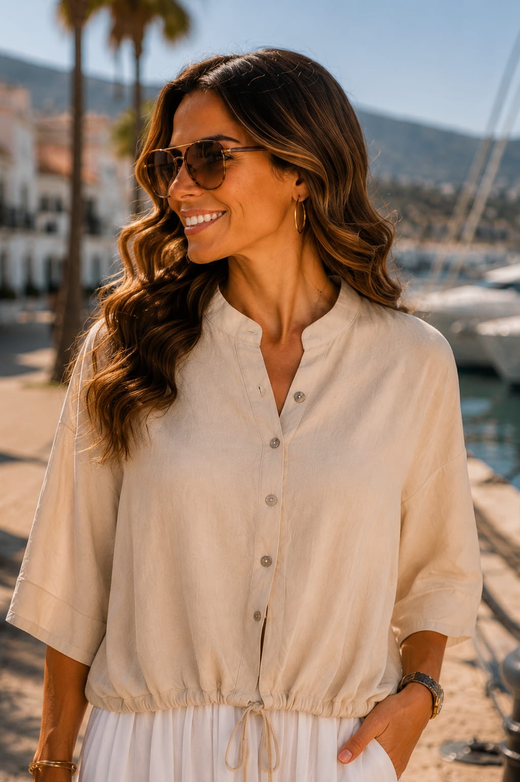 Camisa Estela. Beige.