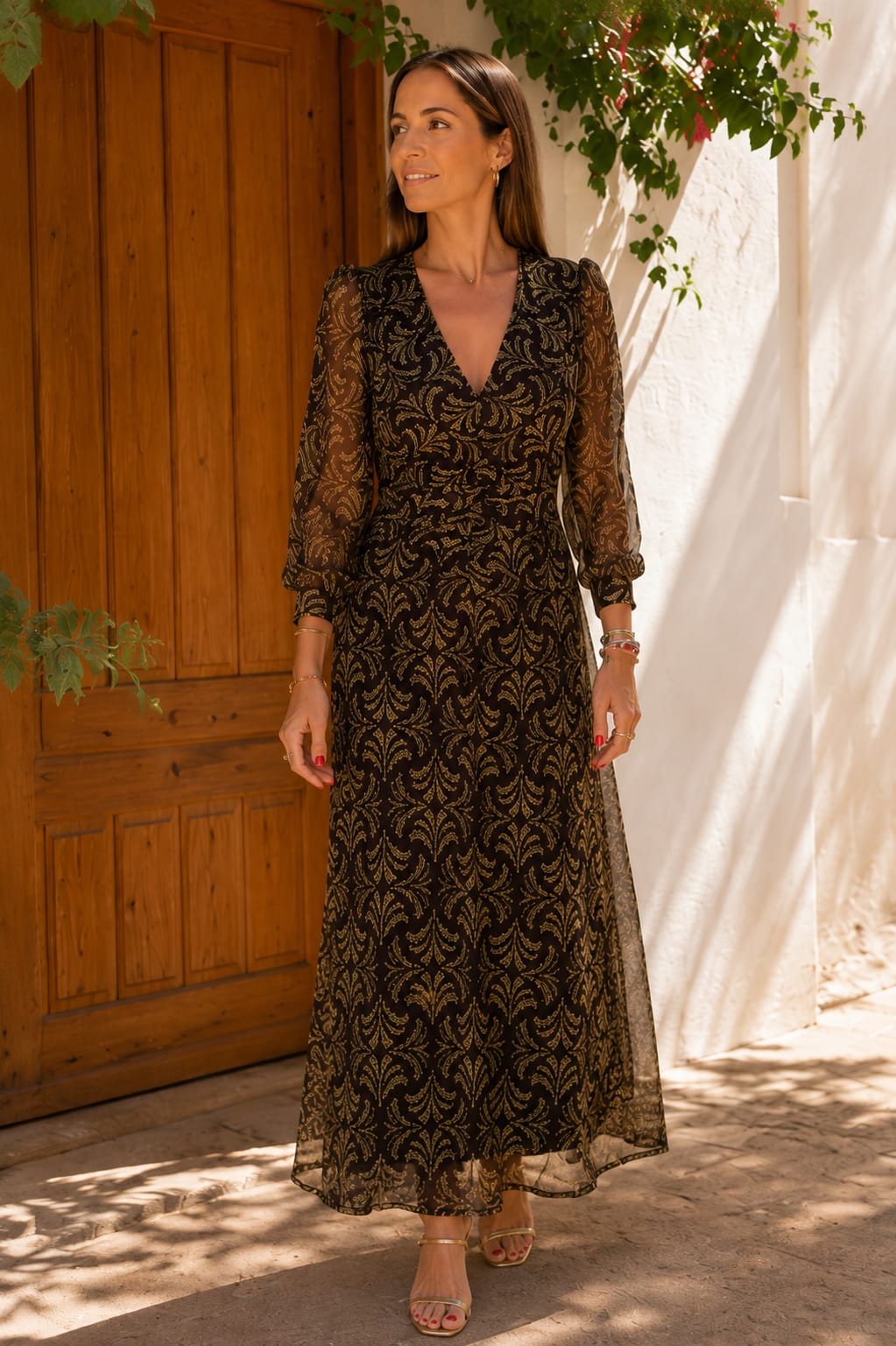 Vestido Mariela. Verde Oliva y Chocolate.