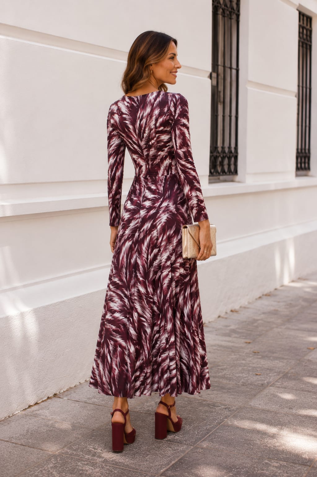 Vestido Federica. Burdeos y Blanco Roto.