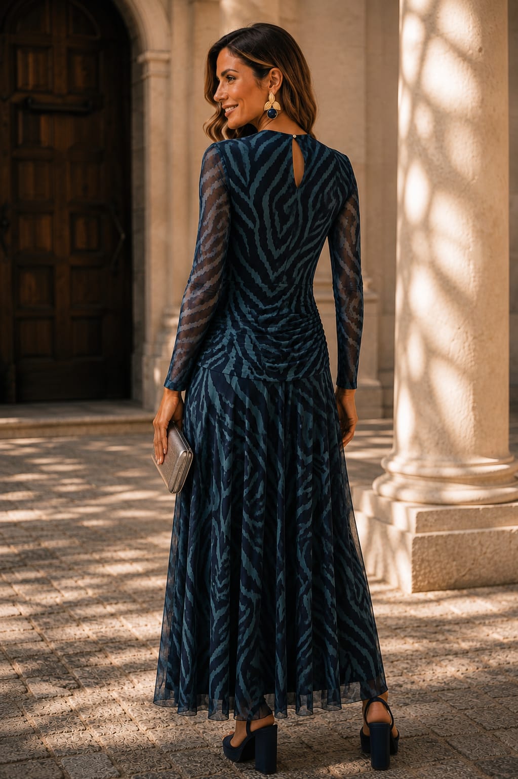 Vestido Elisa. Turquesa y Marino.